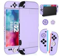 EveClap Switch 2 - Funda para Nintendo Switch 2 2025, funda protectora suave de TPU acoplable para Switch 2 empuñaduras y consola y accesorios con 2 tapas para el pulgar, color morado
