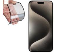 Evelatus - Cristal 3D antirroturas con borde de goma para Apple iPhone 15 Pro Max, pegamento japonés,