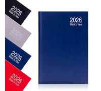 Evelay Agenda 2026, A5, vista semanal, agenda anual completa, tapa dura, con horarios (azul marino)
