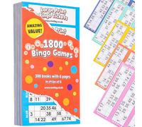 evelay Boletos de bingo de impresión grande, 1800 juegos, 50 libros con 6 páginas, códigos de seguridad, páginas multicolor