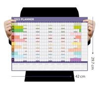 Evelay Calendario planificador de pared 2025, tamaño A3 (42 x 29,7 cm), vista anual completa para casa, oficina, trabajo, escuela (arcoíris)