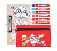 evelay Juego de regalo para estuche de bingo Dabber | 6 dabbers de bingo | 1 tabla de bingo con clip | Bolsa de almacenamiento de bingo con tirador de cremallera de número de la suerte | Tinta