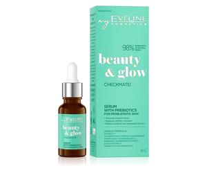 EVELINE Beauty&Glow ¡Jaque Mate! Sérum Con Prebióticos Para Pieles Problemáticas Vegano Previene Los Radicales Libres Calma 98% Ingredientes Naturales Con 7% Complejo Perfeccionador 18ml
