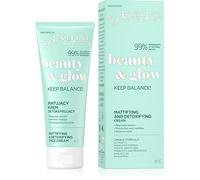 EVELINE Beauty&Glow ¡Mantén El Equilibrio! Crema Matificante Desintoxicante Apta Para Veganos Suavizante Calmante Limpiadora Antioxidante Suavizante 99% Ingredientes Naturales 75 ml