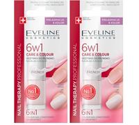 Eveline - Colorful Nail Conditioner Care Colour Nail 6 en 1 - French - 5 ml (Paquete de 2)
