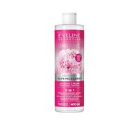Eveline Cosmetics Agua de limpieza suave de micelas con extracto de peonía 5 en 1 | Elimina el maquillaje resistente al agua | Hidrata y calma la piel sensible | 400 ml