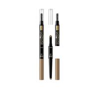 Eveline Cosmetics Brow Styler 3 en 1 Definidor de lápiz de cejas de doble punta multifuncional de larga duración | Marrón medio | Punta fina para acabado natural | Polvo para Rellenar las Cejas