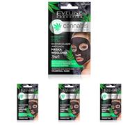 Eveline Cosmetics Canabis Skin Care Masque Facial Carbone 3In1 7Ml 7 ml (Paquete de 4)