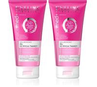 Eveline Cosmetics Facemed+ - Gel limpiador de ácido hialurónico 3 en 1 con D-pantenol y alantoína, crema hidratante profunda y revitalizante para pieles sensibles, 150 ml (Paquete de 2)