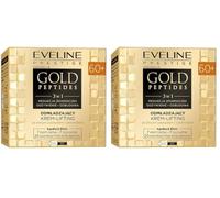 Eveline Cosmetics Gold Peptides Crema rejuvenecedora Lifting para 60+ con complejo de péptidos dorados y células madre PhytoCellTec - Fórmula antiarrugas, reafirmante e hidratante, 50 ml