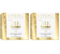 Eveline Cosmetics Prestige 24k Crema facial antiarrugas de caracol y caviar | 50 ml | Crema de día antienvejecimiento para pieles maduras y sensibles | Piel suave y flexible (Paquete de 2)