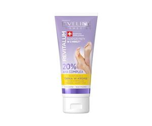 Eveline Cosmetics Revitallum Crema exfoliante y suavizante para pies - 20% Complejo AHA para resultados inmediatos - Fórmula vegana