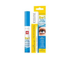 Eveline Cosmetics Suero de Crecimiento 8 en 1 | 10ML | Acondicionador Fortalecedor y Engrosador de Pestañas Largas | Aceite de Argán y Ácido Hialurónico | Potenciador