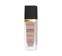 Eveline Cosmetics Wonder Match base de maquillaje adaptativa, cobertura modulable, acabado satinado, fórmula sin aceite con ácido hialurónico, agua termal y extracto de açaí, 30 ml