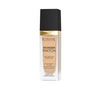 Eveline Cosmetics Wonder Match base de maquillaje adaptativa, cobertura modulable, acabado satinado, fórmula sin aceite con ácido hialurónico, agua termal y extracto de açaí, 30 ml