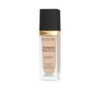 Eveline Cosmetics Wonder Match base de maquillaje adaptativa, cobertura modulable, acabado satinado, fórmula sin aceite con ácido hialurónico, agua termal y extracto de açaí, 30 ml