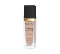 Eveline Cosmetics Wonder Match base de maquillaje adaptativa, cobertura modulable, acabado satinado, fórmula sin aceite con ácido hialurónico, agua termal y extracto de açaí, 30 ml