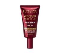 Eveline Cosmetics Wonder Match BB Cream SPF 50 - Cuidado de día tintado para brillo satinado y humedad, opacidad construible con hialurón, niacinamida y CICA