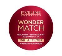 Eveline Cosmetics Wonder Match Cushion Foundation - Maquillaje compacto para una cobertura total y brillo de segunda piel - 16H acabado duradero con niacinamida - Vegano