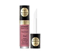 Eveline Cosmetics Wonder Match Liquid Grouge and Lipstick - Fórmula hidratante multifuncional con escualano, péptidos, colágeno vegano y niacinamida, 3 tonos
