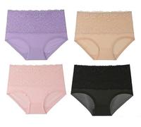 Evella Leak Proof Underwear for Women 55+, High-Waisted, Washable Reusable Incontinence Panties, Ultra Absorbent (Mix*4,3XL)
