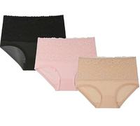 Evella Leak Proof Underwear for Women 55+, High-Waisted, Washable Reusable Incontinence Panties, Ultra Absorbent (Black+pink+skin,XXL)
