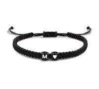 EVEMATE Pulsera con Letra y Corazón para parejas y amigos - Inicial A-Z nombre - Pulsera-trenzada de la amistad para mujeres, hombres y niños (M)