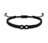 EVEMATE Pulsera con Letra y Corazón para parejas y amigos - Inicial A-Z nombre - Pulsera-trenzada de la amistad para mujeres, hombres y niños (B)