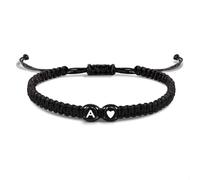 EVEMATE Pulsera con Letra y Corazón para parejas y amigos - Inicial A-Z nombre - Pulsera-trenzada de la amistad para mujeres, hombres y niños (A)