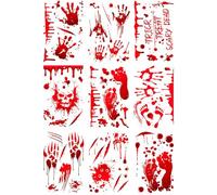 Evember Calcomanías de sangre de Halloween, 9 piezas impermeables de Halloween, calcomanías realistas para decoración espeluznante para puerta, pared, porche, habitación, baño, hogar, escuela, aula