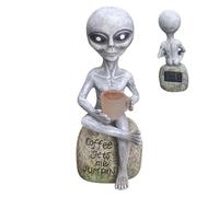 Evember Estatua de Alien Solar - Escultura de Resina Exterior CF,Figura con Luz Solar Resistente a la Intemperie para Jardín Patio Exposición Halloween Césped Colección Ciencia Ficción Balcón