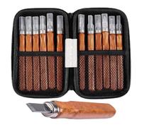 Evember Juego De Herramientas Para Tallar Madera,Cuchilla De Tallado Con Piedra De Afilar - 12 Piezas Antideslizantes Para Carpintería,Para Principiantes, Carpinteros, Grabadores, Artistas Y