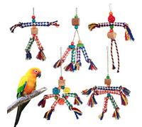 Evember Juguetes para periquitos, Juguete Colorido para Masticar, Jaula de pájaros, Cuerda para Masticar, Percha interactiva para pájaros para cacatúas, cotorras, periquitos, Conures