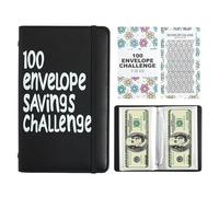 Evember Libro de desafío de ahorro de sobres, 100 sobres, organizador de carpetas de efectivo para seguimiento de ingresos, gestión de presupuestos, fondos de urgencia de compra baja