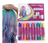 Evember Tiza Para El Cabello Para Niñas,10 Colores De Tizas Para Teñir El Cabello | Marcadores Lavables, Kit de Maquillaje, Juego Divertido para Niñas Niños Adultos y Cosplay