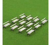 Evemodel 12 bancos modelo a escala 1:87 para carril H0 ferrocarril ocio silla bonsái decoración (B blanco con marrón)
