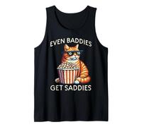 Even Baddies Get Saddies Cat Funny Dichos Hombres Mujeres Niños Camiseta sin Mangas