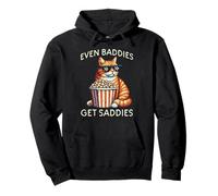 Even Baddies Get Saddies Cat Funny Dichos Hombres Mujeres Niños Sudadera con Capucha