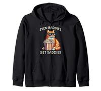 Even Baddies Get Saddies Cat Funny Dichos Hombres Mujeres Niños Sudadera con Capucha
