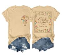 Even in The Chaos His Grace Finds Me Camisa retro de flores silvestres cristiana religiosa cristiana religiosa camisa unisex, caqui, XXL