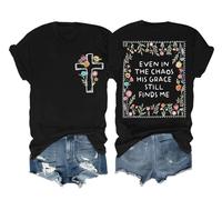 Even in The Chaos His Grace Finds Me Camisa retro de flores silvestres cristiana religiosa cristiana religiosa camisa unisex, Negro, S