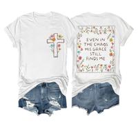 Even in The Chaos His Grace Finds Me Camisa retro de flores silvestres cristiana religiosa cristiana religiosa camisa unisex, blanco, XL