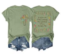Even in The Chaos His Grace Finds Me Camisa retro de flores silvestres cristiana religiosa cristiana religiosa camisa unisex, verde, 3XL