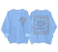 Even In The Chaos His Grace Finds Me Sudadera Retro Flores Silvestres Cristiana Religiosa Cristiana Camisa Unisex, azul celeste, L
