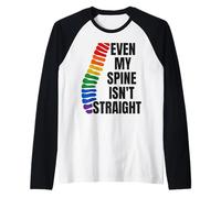 Even My Spine Is Not Straight Rainbow Funny LGBT Pride Camiseta Manga Raglan