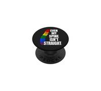 Even My Spine Is Not Straight Rainbow Funny LGBT Pride PopSockets PopGrip Adhesivo