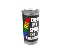 Even My Spine Is Not Straight Rainbow Funny LGBT Pride Vaso térmico de acero inoxidable de doble pared