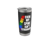 Even My Spine Is Not Straight Rainbow Funny LGBT Pride Vaso térmico de acero inoxidable de doble pared