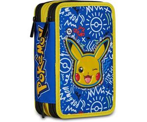 even Pokémon Estuche 3 Cremallera, Triple Compartimento, Completo de Lápiz, M...
