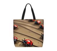 Evengigy Art Ladybug Tracks - Bolsa de mano con estampado de huellas de mariquita y bolsillo interior con cremallera para mujer, bolsa de compras reutilizable para viajes